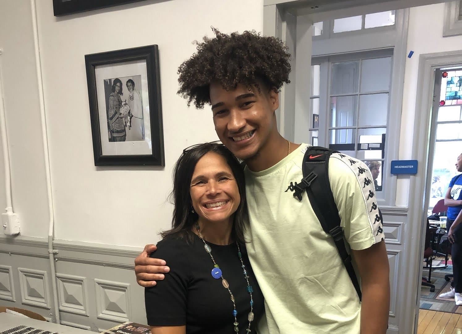 Boston Public Schools Superintendent Brenda Cassellius with student 